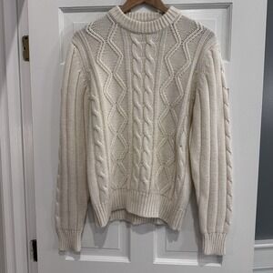 Youngblood Sweater‎ Large Cream Cable Knit Long Sleeves Y2K 90s Light Academia